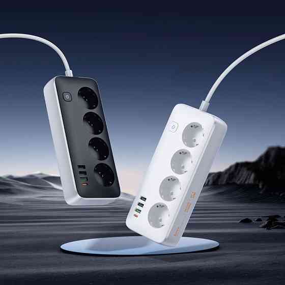 Мережевий подовжувач HOCO AC22 Sunlight 4-bit (PD30W/1C3A) desktop socket (EU/GER) White Київ