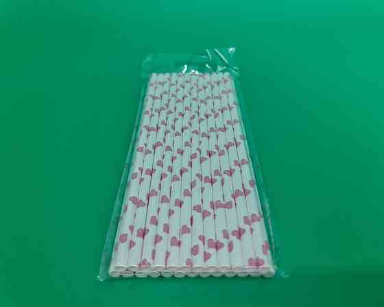 Соломка паперова трубочка 25шт серце рожева (1 шт) Харків