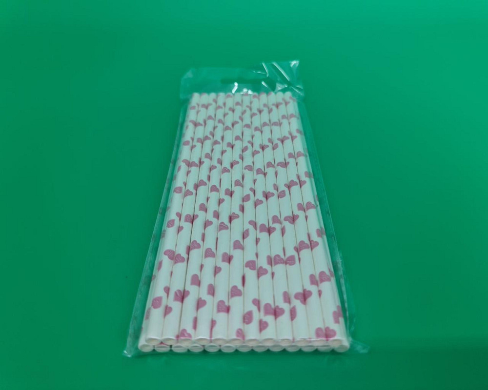 Соломка паперова трубочка 25шт серце рожева (1 шт) Харків - фото 2