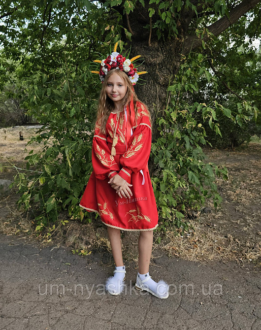 Дитяче вишите червоне плаття з колосками Кривий Ріг - фото 1