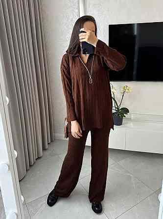 Жіночий базовий теплий костюм двійка: светр і штани машинна вʼязка Одеса