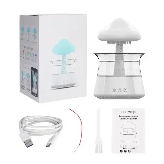 Атмосферный ультразвуковой увлажнитель воздуха гриб Rainfall с эффектом дождя. Ночник увлажнитель воздуха Doctor-101 с подсветкой Коломия - фото 2