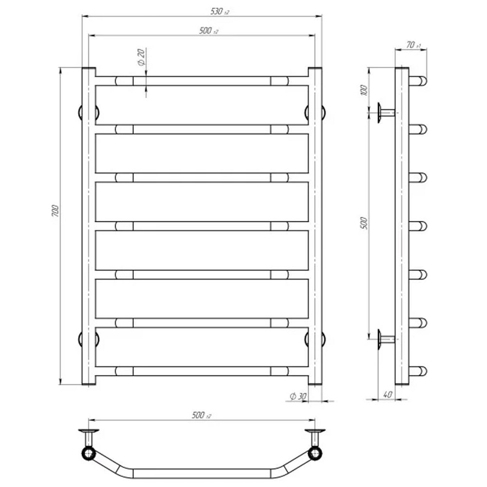 Рушникосушарка UNIO LT EU 700-500-7 Лесенка Трапеция электро Киев - изображение 5