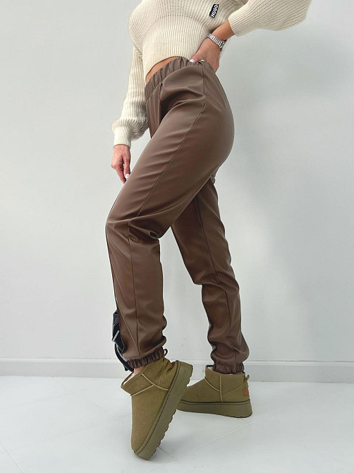 Штаны из экокожи на флисе Calvin 46-48, Мокко Киев - изображение 2