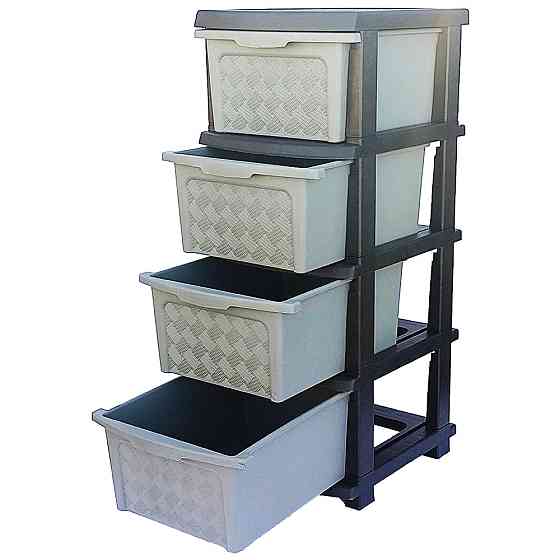 Комод пластиковий сіро-чорний "Компакт Плюс" 4 яруси 86*40*34 см R-Plastic* Одеса