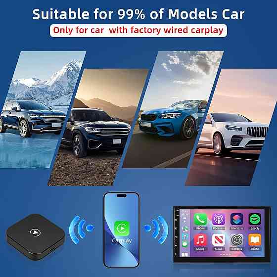 Бездротовий адаптер Carplay NHOPEEW для iPhone, карплей перетворює дротове з'єднання на бездротове в авто, з Wi-Fi Bluetooth Київ