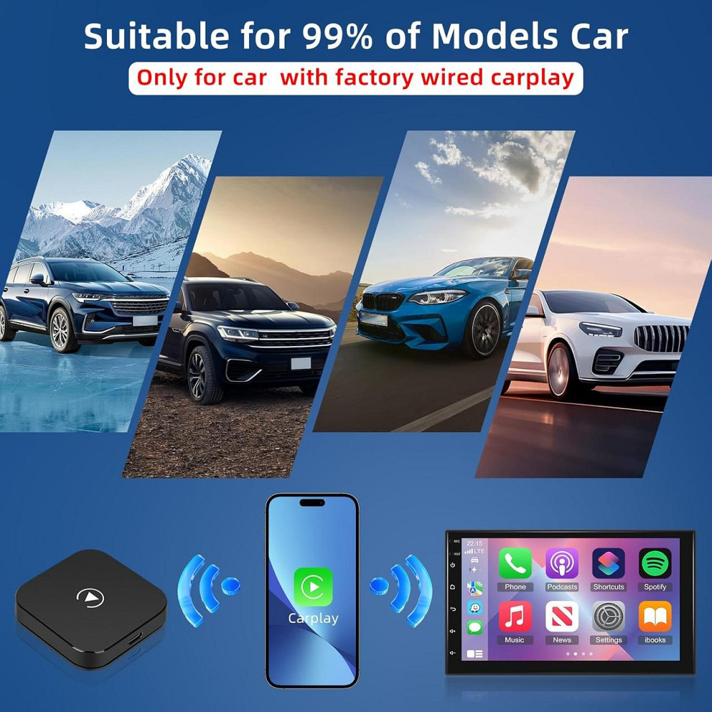 Бездротовий адаптер Carplay NHOPEEW для iPhone, карплей перетворює дротове з'єднання на бездротове в авто, з Wi-Fi Bluetooth Київ - фото 6