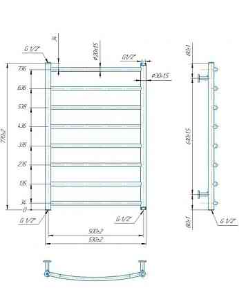 Водяной полотенцесушитель Mario INOX Классик 770х530/500 Киев