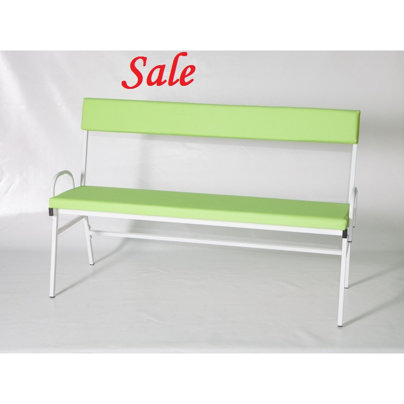 Банкетка медична коридорна зі спинкою АТОН БК-3-С колір: синій, бежевий, салатовий Дніпро - фото 1