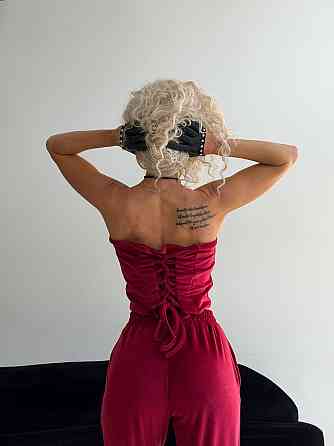 Жіночий велюровий комплект-трійка Бордовий, 48/52 Харків