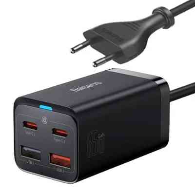 Зарядное устройство Baseus 2xUSB-C 65W + 2xUSB GaN + cable USB-C to USB-C 100W 1.0m black (CCGP040101) Винница