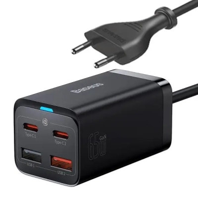 Зарядний пристрій Baseus 2xUSB-C 65W + 2xUSB GaN + cable USB-C to USB-C 100W 1.0m black (CCGP040101) Вінниця - фото 1