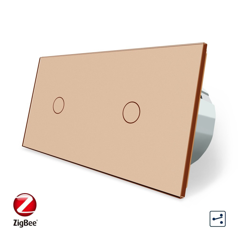 LIVOLO Розумний сенсорний прохідний/перехресний вимикач 2 сенсора (1-1) Livolo золотий скло (VL Коломия - фото 7