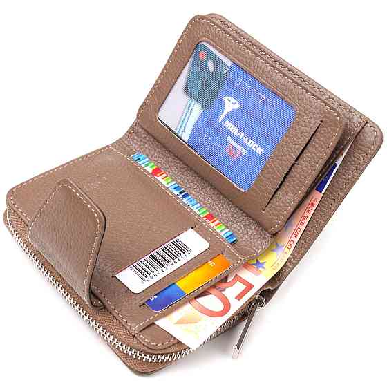 Надійне вертикальний портмоне для жінок з монетницею на блискавці з натуральної шкіри флотар CANPELLINI 21606 Бежеве Київ