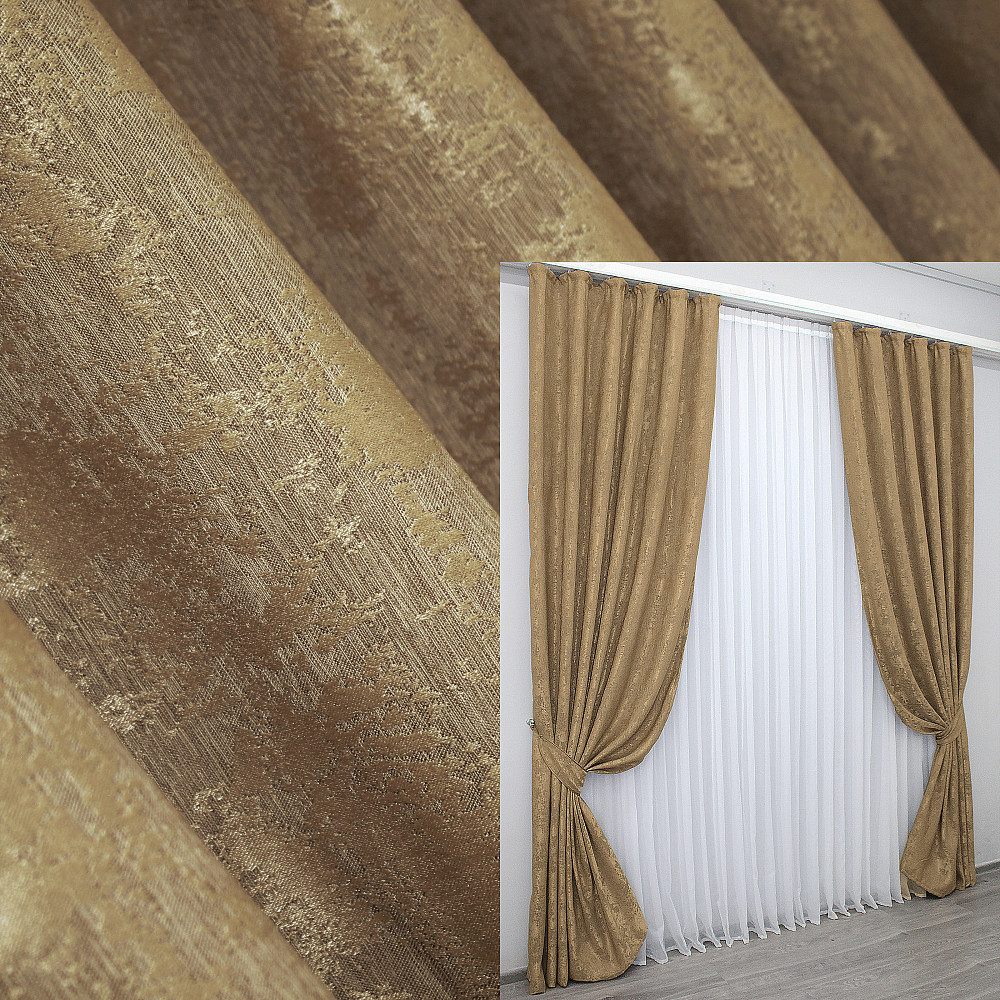 Комплект готових штор VR-Textil Жакард Sultan YL № 1205ш Медово-золотистий 150х270 см 2 шт (33-0015) Київ - фото 1