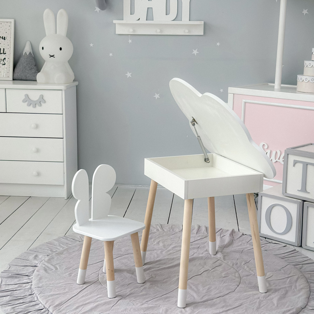 Новинка! Стол тучка с нишей и стульчик бабочка белые 27603 Киев - изображение 8