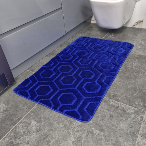 Набір килимків для ванної 2шт 60*100см+50*60см U-виріз Соти Standard синій поліпропілен Дариана Житомир - фото 5