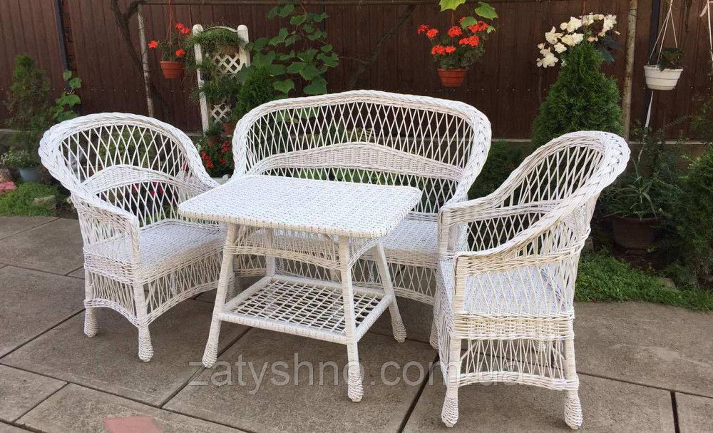Меблі з лози біла| Комплект плетеної з лози з диваном| Київ - фото 7