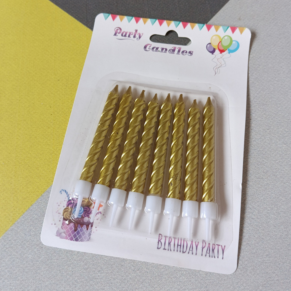 Свічки для торта середні золото 8 шт. Київ - фото 1