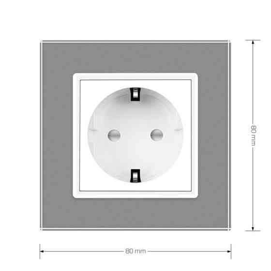 LIVOLO Електрична розетка з заземленням LIVOLO, біла з сірою рамкою, шторки, скло, 250В 16А (VL Коломия