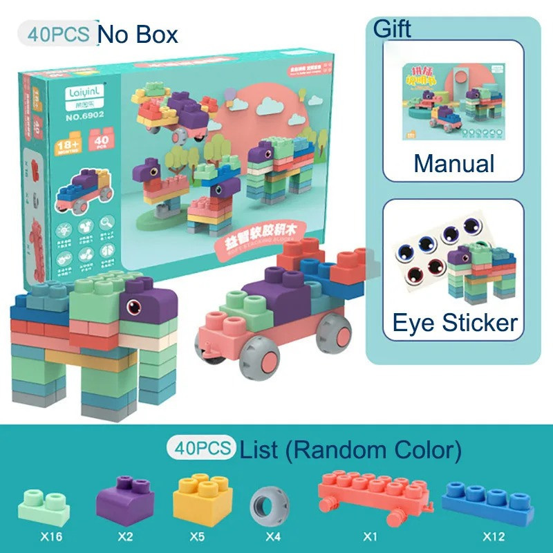 М'який силіконовий конструктор для дітей Soft rubber building blocks 40 шт Кам'янець-Подільський - фото 10