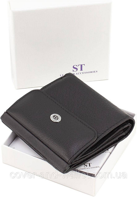 Маленький женский бумажник из натуральной кожи бордового цвета ST 209 Черный Киев - изображение 7
