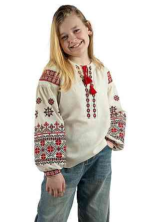 Вышиванка для девочек, натуральная льняная, топ Киев