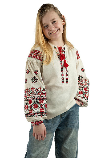 Вишиванка для дівчаток, натуральна лляна, топ Київ - фото 5