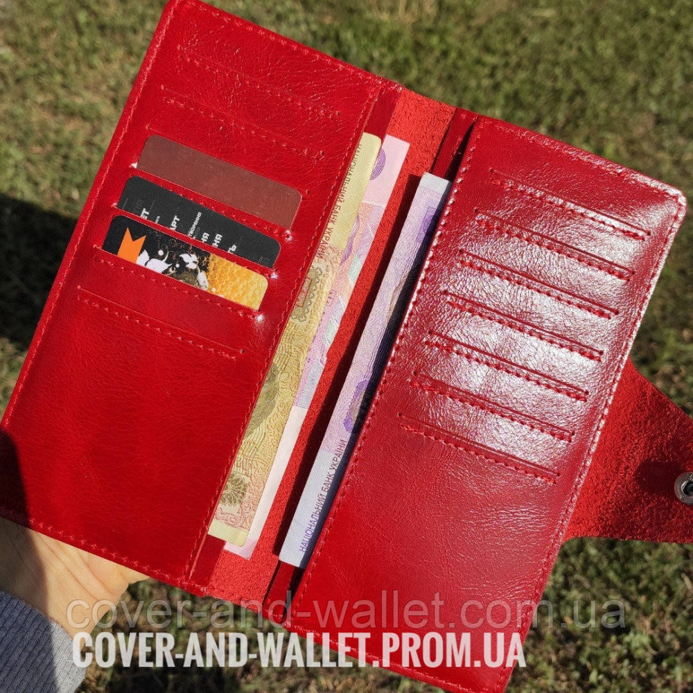 Тонкий довгий жіночий гаманець купюрник червоного кольору Puos Київ - фото 2