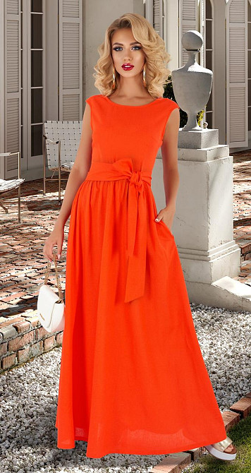 Льняное длинное платье без рукавов Киев - изображение 2