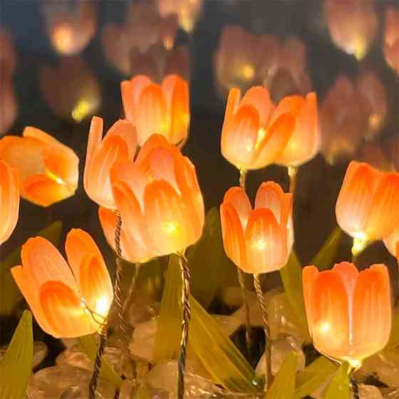 Ночник Бесконечные тюльпаны (10×10см, 20 тюльпанов), от батареек, Розовый / Набор Сделай сам Киев