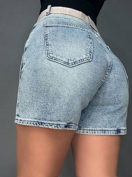 Шорти-спідниця жіночі Liana 4-050 джинсові короткі на запах з ременем блакитні, блакитний, 29, 29, 79 см, 106 см Київ - фото 12