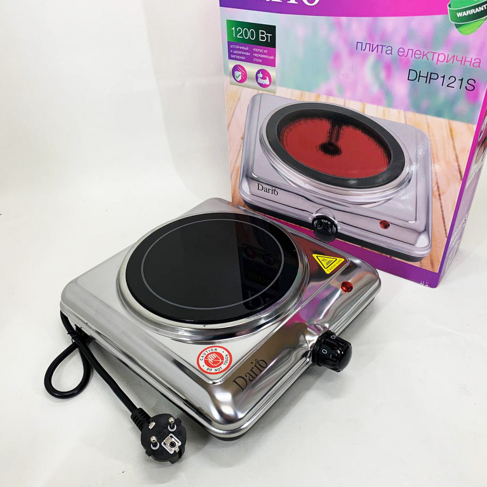 Бытовая переносная электроплита DARIO DHP121S 1200 Вт, Настольная электроплита удобная RH-54 Львов - изображение 8