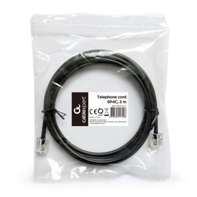 Патч-корд телефонний 2м RJ11 (6P4C) black Cablexpert (TC6P4CR-2M) Вінниця - фото 2