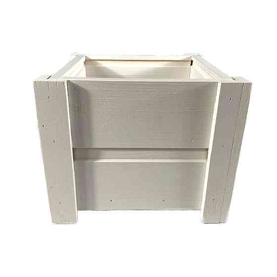 Ящик вазон садовый декоративный для цветов или для хранения вещей из натурального дерева 19х19х17,5 см Белый Каменец-Подольский