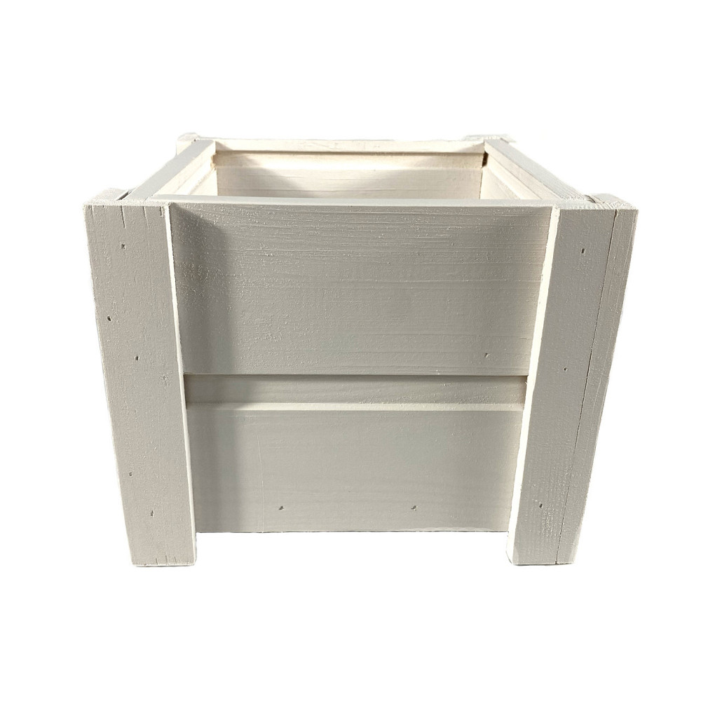 Ящик вазон садовий декоративний для квітів або для зберігання речей з натурального дерева 19х19х17,5 см Білий Кам'янець-Подільський - фото 2