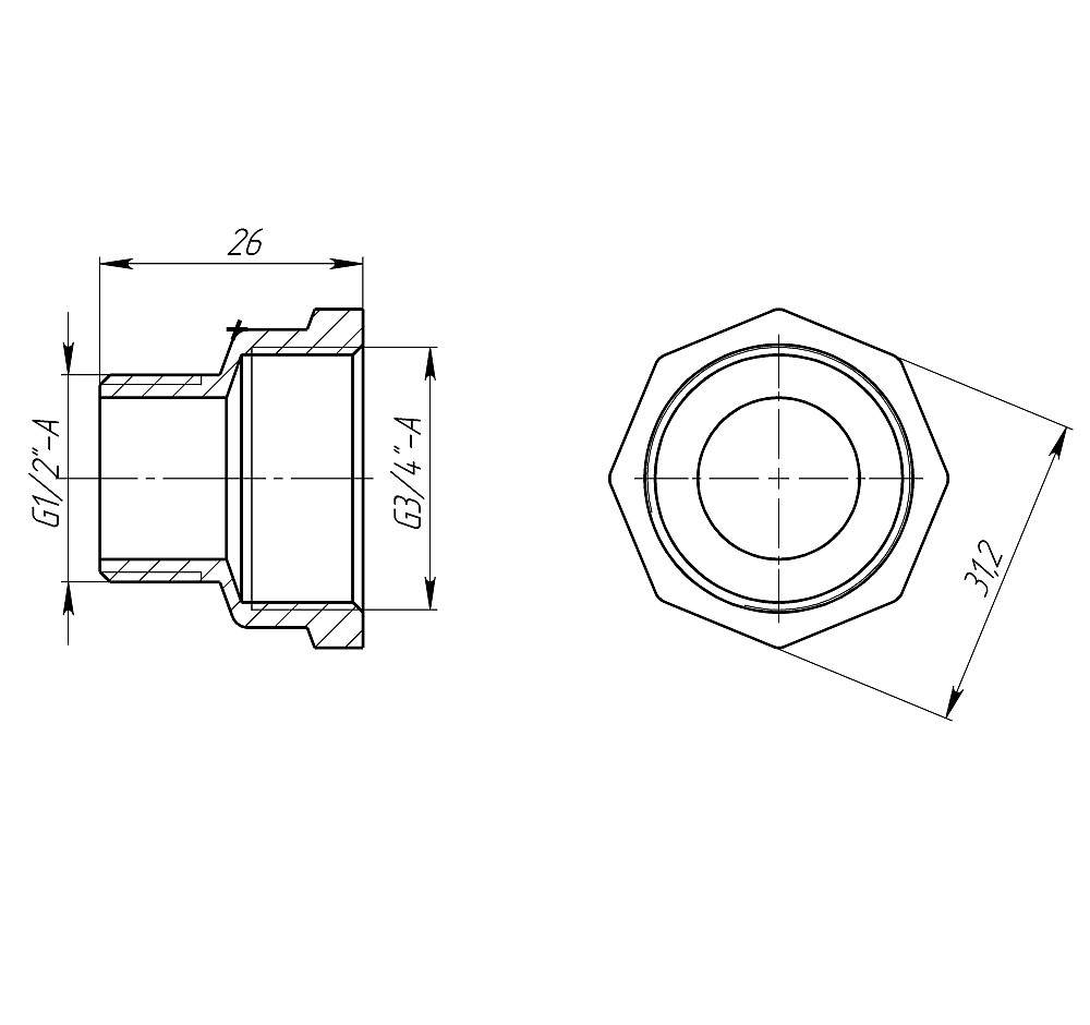 Перехідник редукційний 3/4″х1/2″ВЗ латунний LI433S OPTIMUM Тернополь - изображение 3