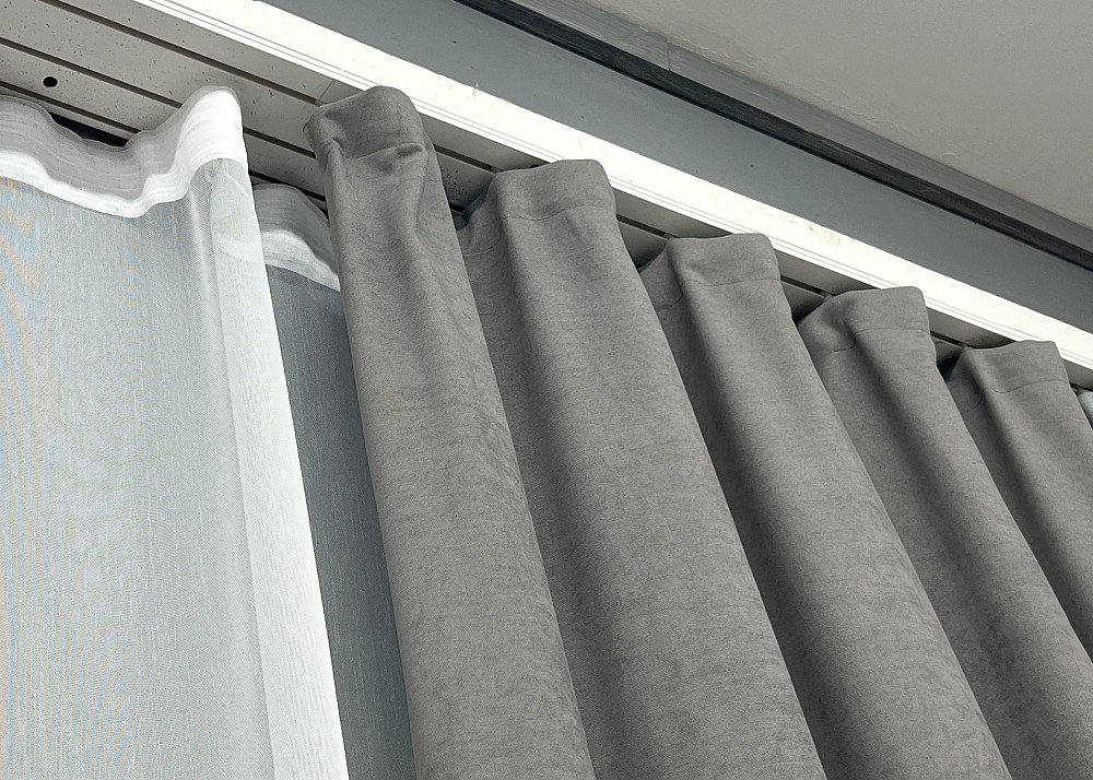 Комплект штор VR-Textil Мікровелюр Petek 150х270 2шт і Тюль 500х270 2012ш-1153т Сірий з білим 71-149/4 Київ - фото 8