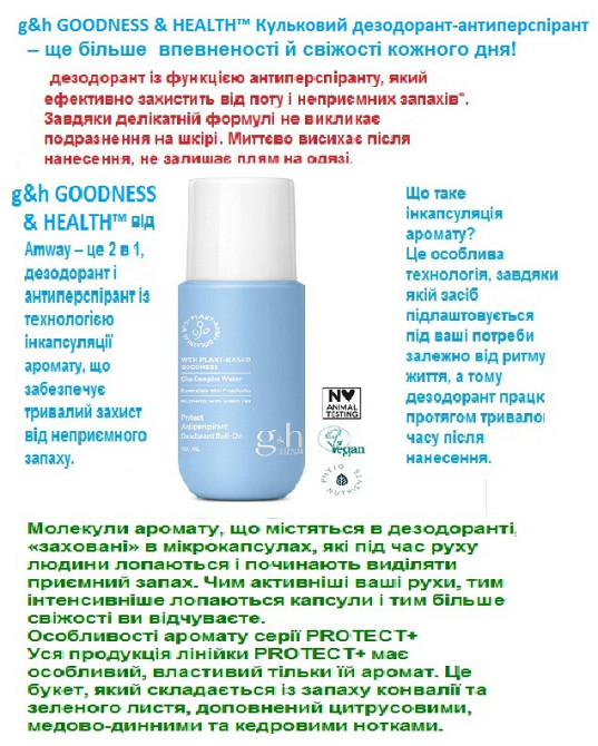 G&h GOODNESS & HEALTH™ Кульковий дезодорант-антиперспірант Винница - изображение 3