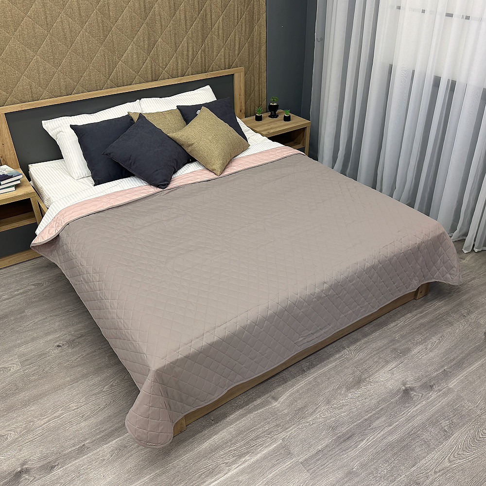 Покрывало двустороннее Decorator Microfiber ромб 160х215 см какао с розовым (85-122) Киев - изображение 1