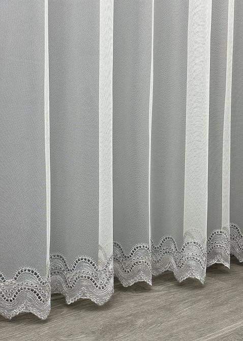 Тюль VR-Textil 1830т Грек-сетка с вышивкой и люрексом цвет Молочный с серым 300х270 см (42-0816) Киев - изображение 8