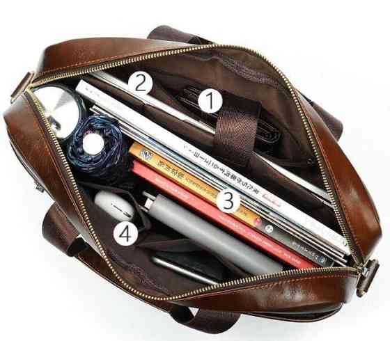 Деловая мужская сумка из зернистой кожи Vintage 14837 Коричневая Киев