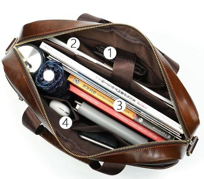 Деловая мужская сумка из зернистой кожи Vintage 14837 Коричневая Киев - изображение 2