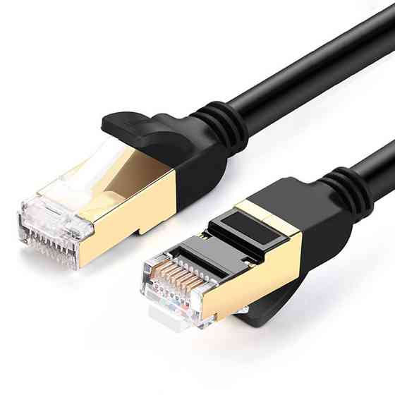 Патч-корд Ugreen NW107 прямой UTP сетевой кабель Ethernet Cat7 с RJ 45 (Черный, 10м) Николаев