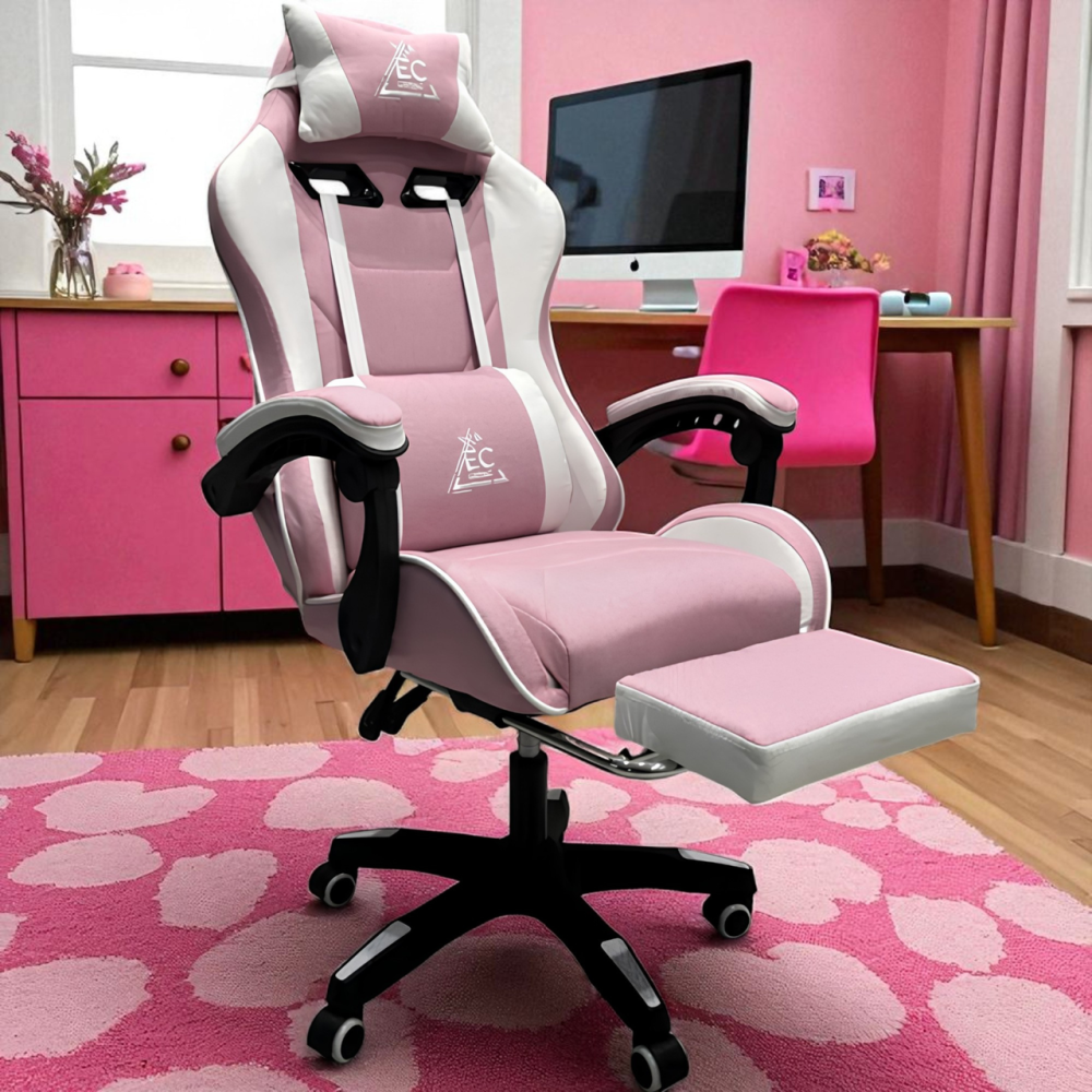 Ігрове комп'ютерне гей мерське крісло з масаже ром і підставкою для ніг крісло рожеве ортопедичне посилене мягке Львів - фото 6