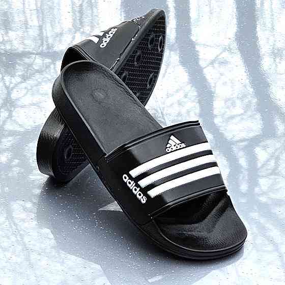 Шльопанці Adidas Чорні Сланці Тапочки Білі Адідас Жіночі (розміри: 36,37,38,39,40,41) Дніпро