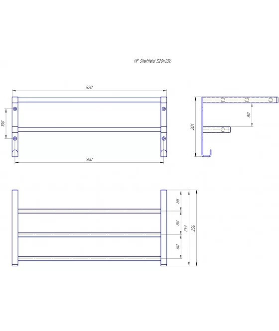 Полка для полотенец настенная HF Sheffield 520x256 white mat Киев - изображение 4