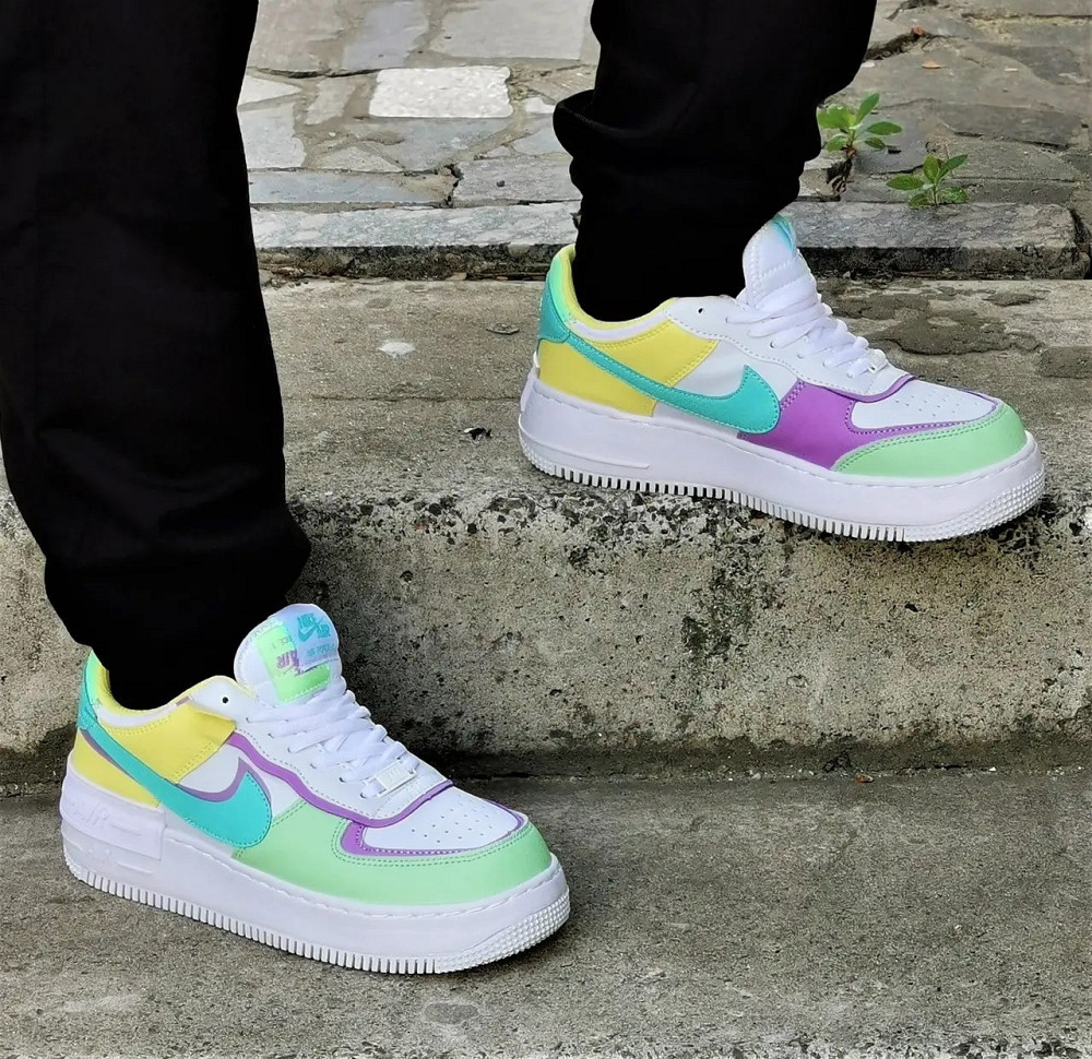 Кроссовки Nike Force Белые Женские Кожаные Форсы Цветные Найк (размеры: 36,37,38,39,40) - 2 Днепр - изображение 8