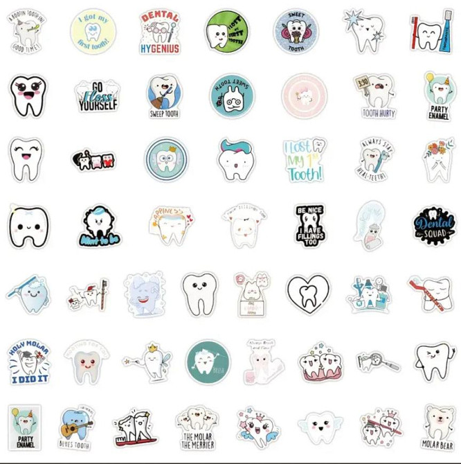 Набір наклейок (стікерів) «Зуби. Стоматолог» (50 шт.), стікерпак Зуби. Київ - фото 4