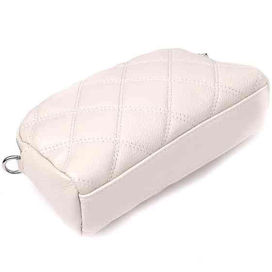 Модна жіноча сумка прошита ромбами з натуральної шкіри Vintage 22931 Білий Київ